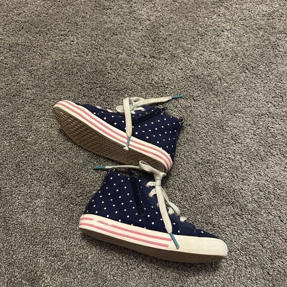 Mini Boden Navy Spot Rainbow Appliqué High Top Sneakers Sz 29 - Picture 3 of 6